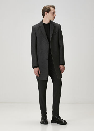 Beymen Club Antrasit İtalyan Yün Kaşe Palto - 5