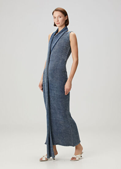 Aya Muse Han Mavi Maksi Triko Elbise - 3