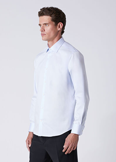 Beymen Club Comfort Fit Mavi Non-iron Twill Gömlek - 5