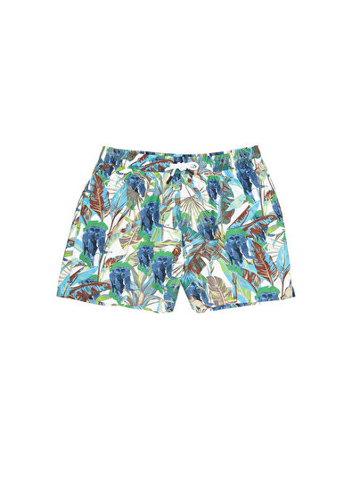 Beymen Club Mavi Yaprak ve Fil Desenli Mayo - 7