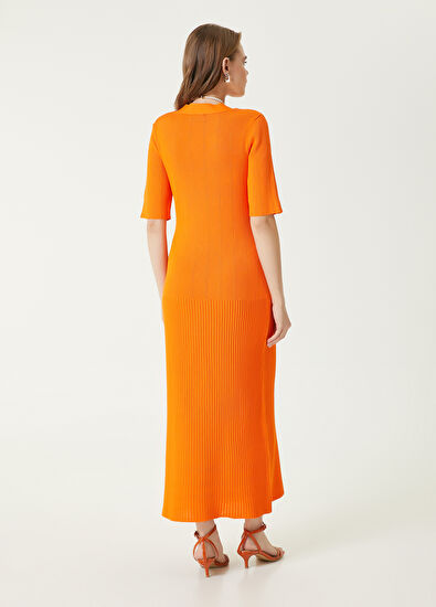 Beymen Club Orange Maxi Knit Dress - 6