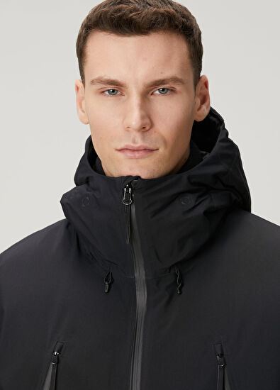 MM6 x Salomon Siyah Kapüşonlu Parka - 5