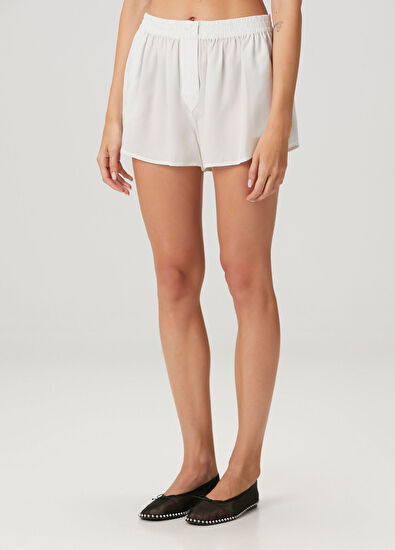 T by Alexander Wang Beyaz Çizgili Şort - 3