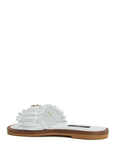 Dolce&Gabbana White Draped Girls' Leather Slippers - 3