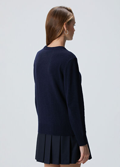 Network Lacivert Yün Karışımlı Kazak - 6