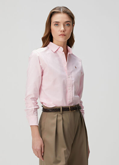 Custom Fit Pembe Oxford Gömlek - Görsel 4