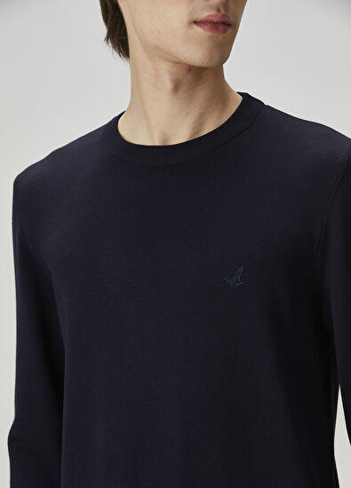 Beymen Club Navy Blue Logo Embroidered Knitwear - 5