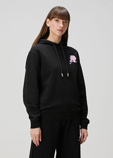 Off-White Siyah Beyaz Kapüşonlu Logolu Sweatshirt - 3