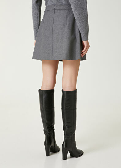 Beymen Club Grey Melange Pleated Mini Skirt - 6