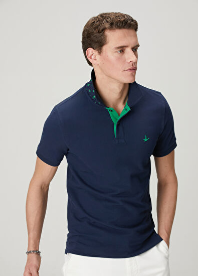 Beymen Club Lacivert Slim Fit Yaka Altı Baskılı Polo Tshirt - 4