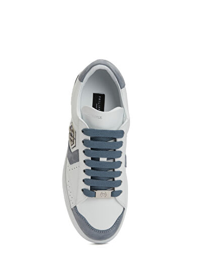 Philipp Plein Arrow Force Beyaz Mavi Erkek Deri Sneaker - 4