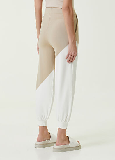 Beymen Club Bej Beyaz Bloklu Triko Pantolon - 5