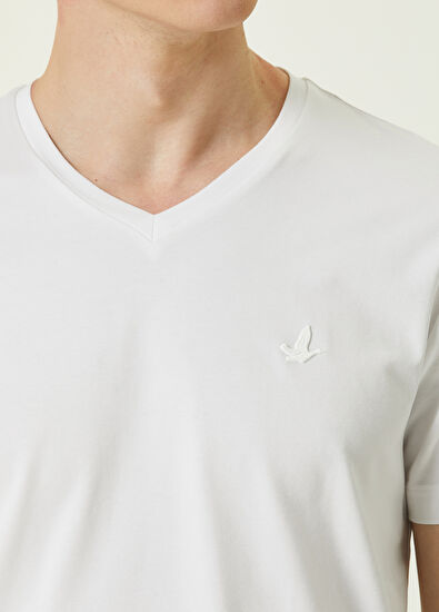 Beymen Club Beyaz V Yaka Basic T-shirt - 5