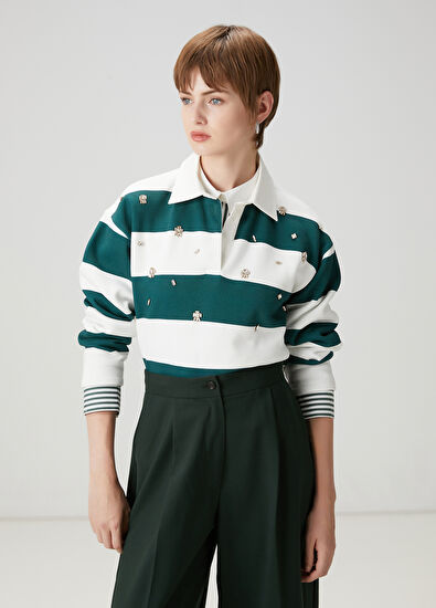 Beymen Club Green Stones Striped Polo Sweatshirt - 3