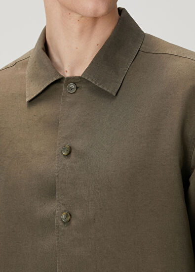 SimpleQloth Qsimple Premium Haki Keten Erkek Ceket - 5