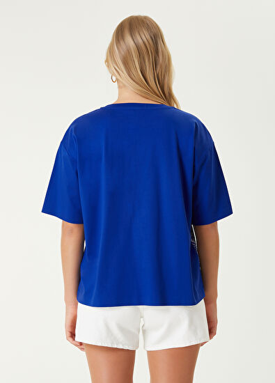 Beymen Club Kobalt Şal Nakış Detaylı Oversize T-shirt - 6