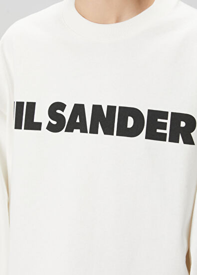 Jil Sander Beyaz Logolu Uzun Kol T-shirt - 5