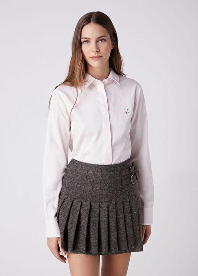 Beymen Club Pink Bird Logo Embroidered Basic Poplin Shirt - 4