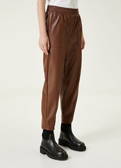 Beymen Club Brown Faux Leather Trousers - 3