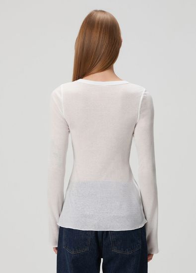 Skims Beyaz Kadın Sheer Rib Beyaz Uzun Kollu T-shirt 1872205 | Beymen