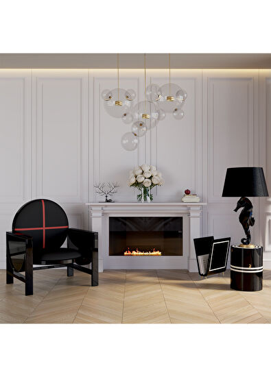 Wonderland Design Atelier Black Red Lacquered Wooden Armchair - 4