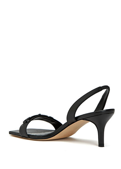 Beymen Club Black Chain Logo Detail Women's Leather Sandals - 3