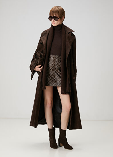 Beymen Club Brown Suede Overcoat - 5