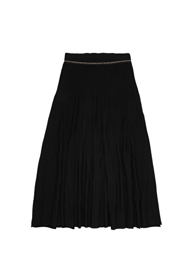 Beymen Club Siyah Çizgi Dokulu Midi Etek - 7