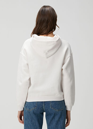 American Vintage Beyaz Kapüşonlu Sweatshirt - 4