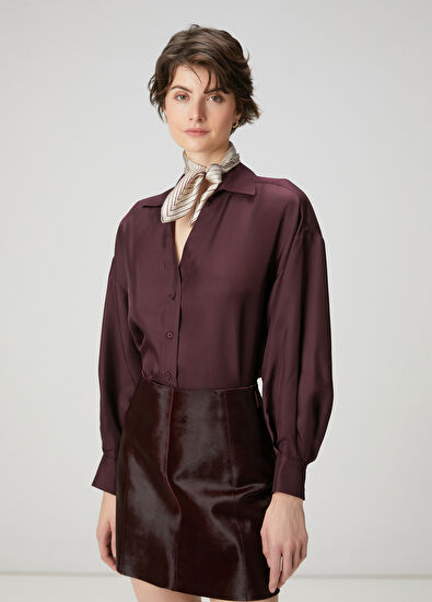 Beymen Club Bordo İpek Gömlek - 3