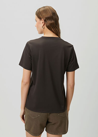 Beymen Club Kahverengi Palmiye Hotfix Viskon T-shirt - 5