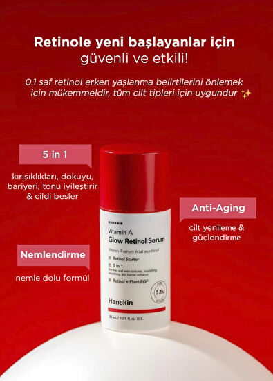 Hanskin Vitamin A Glow Retinol Yaşlanma Karşıtı Ton Eşitleyici Aydınlatıcı Cilt Serumu 30 ml - 3