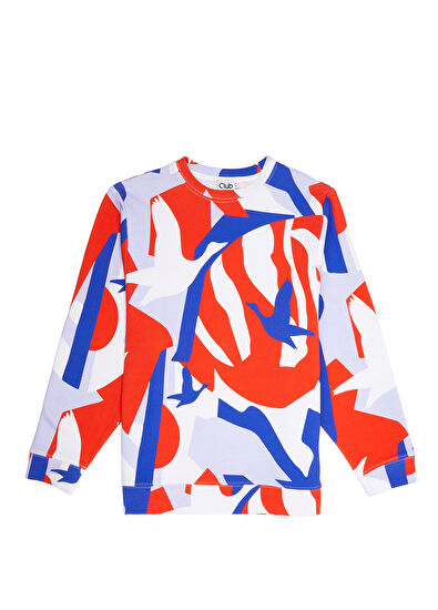 Beymen Club Blue Coral Logo Patterned Sweatshirt - 7