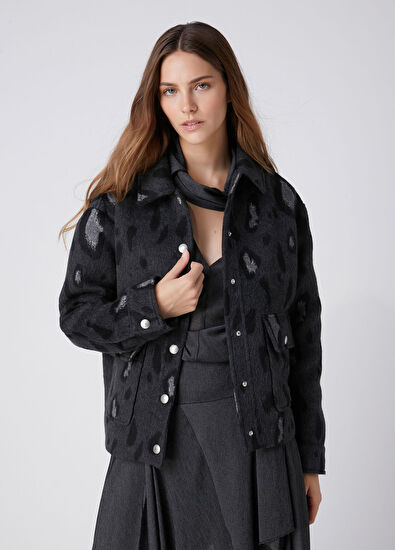 Beymen Club Anthracite Leopard Print Jacket - 5