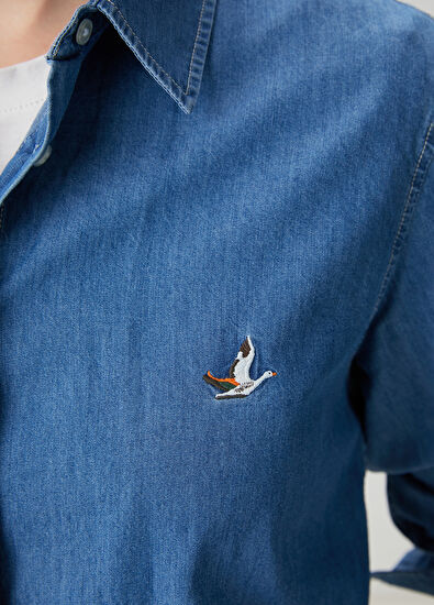 Beymen Club Mavi Basic Denim Gömlek - 5