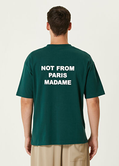 Drôle De Monsieur Koyu Yeşil Logo Baskılı T-shirt - 4