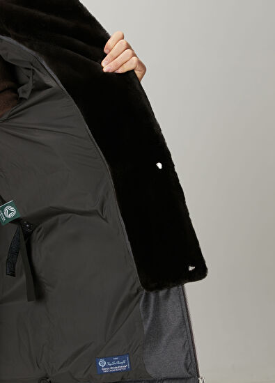 Yves Salomon Antrasit Kapüşonlu Puff Parka - 7