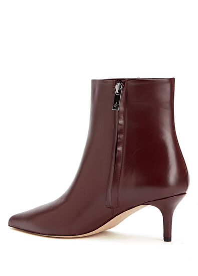 Beymen Club Burgundy Kitten Heel Women's Leather Boots - 3