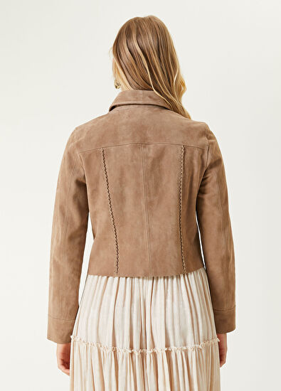 Beymen Club Bej Örgü Detaylı Süet Ceket - 6