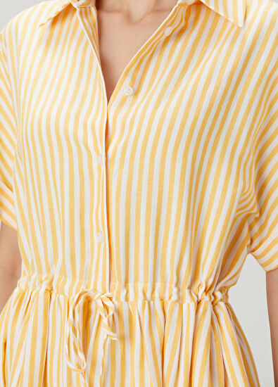 Beymen Club Yellow Striped Mini Shirt Dress - 5