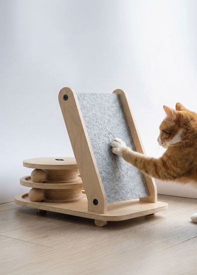 Mamatoyz Joly Notch Ahşap Kedi Tırmanma ve Oyun Alanı - 5