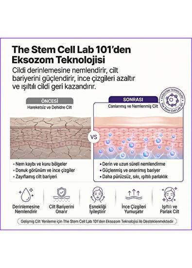 The Stem Cell Lab 101 Anti-Aging & Intensive Moisturizing Cream Eksozom ile Zenginleştirilmiş Anti-Aging Yoğun Nemlendirici Yüz Kremi 50 ml - 3