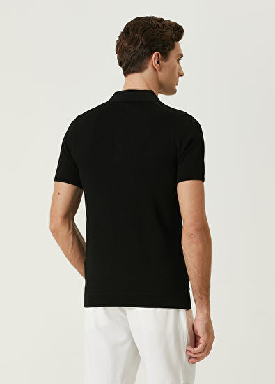 Beymen Club Siyah Polo Yaka Pirinç Dokulu Kısa Kollu Triko - 5