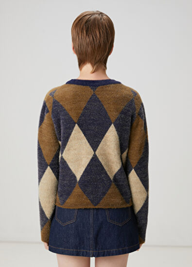 Beymen Club Navy Blue Khaki Patterned Cardigan - 4