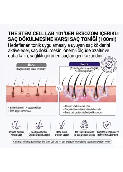 The Stem Cell Lab 101 Hair Tonic Eksozom ile Zenginleştirilmiş Saç Dökülme Karşıtı Saç Toniği 100 ml	 - 3