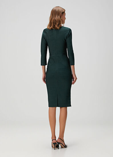Herve Leger Green Midi Evening Dress - 4