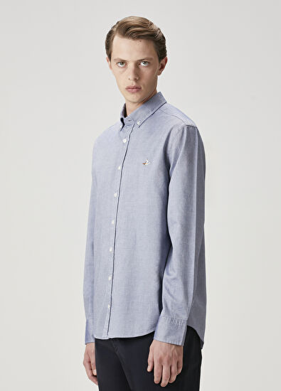 Beymen Club Comfort Fit Blue Oxford Shirt - 5