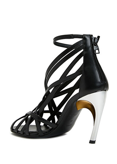 McQueen Armadillo Siyah Kadın Deri Sandalet - 3