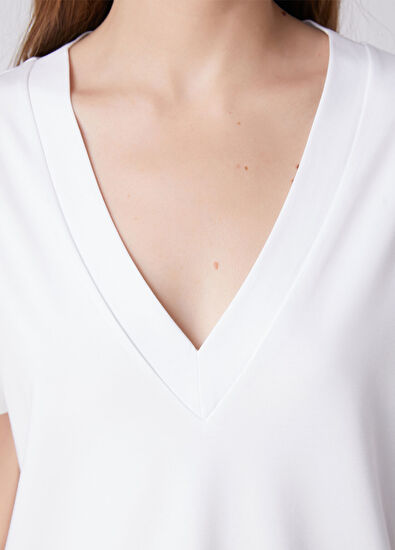 Beymen Club Kırık Beyaz Yanı Yırtmaçlı Basic T-shirt - 7