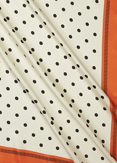 Beymen Club Ekru Turuncu Puantiyeli İpek Eşarp - 4